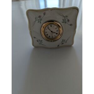 Vintage Lenox Porcelain Floral Desk Clock Gold Trim Roman